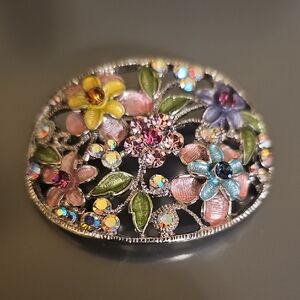 New Floral Multicolor Silver Brooch Pin